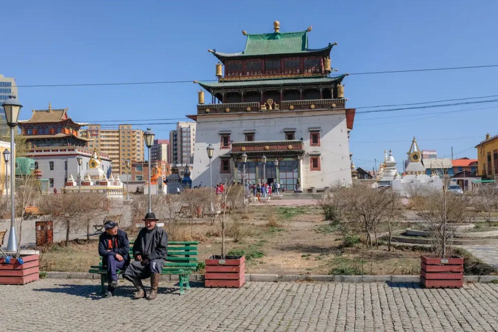Outside of the Gandantegchinlen Monastery in Ulaanbaatar