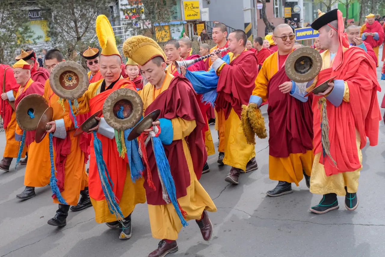Buddhist procession through Ulaanbaatar